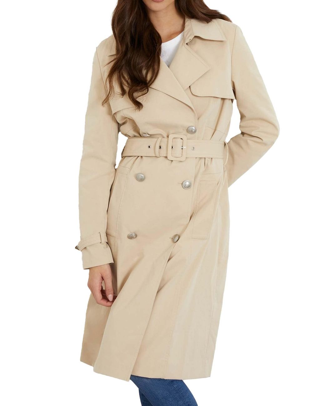 Guess Asia Women's Trench Coat in Natural | Lyst
