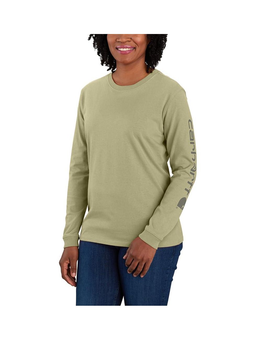 Carhartt Loose Fit Heavyweight Long Logo Sleeve Graphic T shirt in