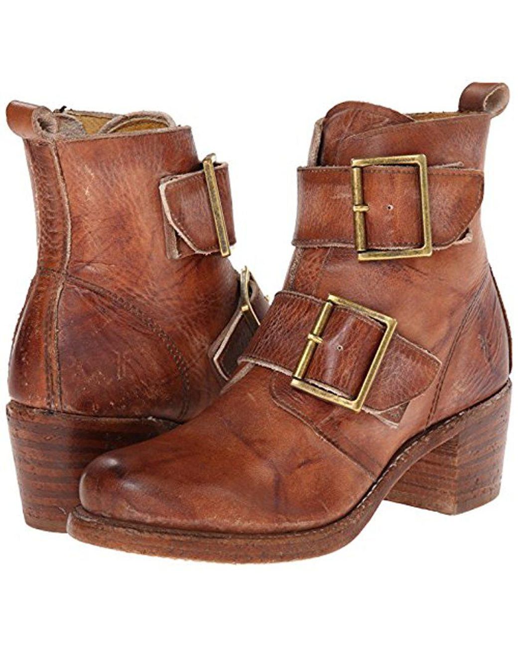 Frye Sabrina Double Buckle Boot in Brown Lyst