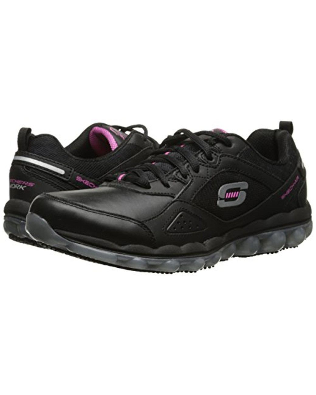 Skechers Leather For Work Skech Air Slip Resistant Lace Up