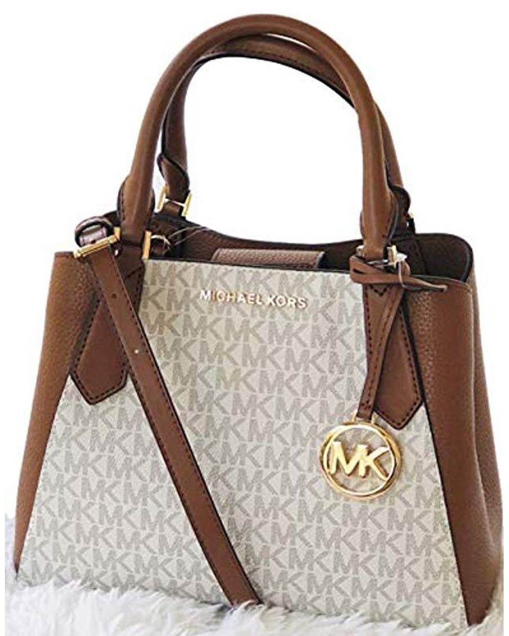 Michael Kors Kimberly Small Satchel Crossbody Top Handle Signature Bag Vanilla Lyst UK