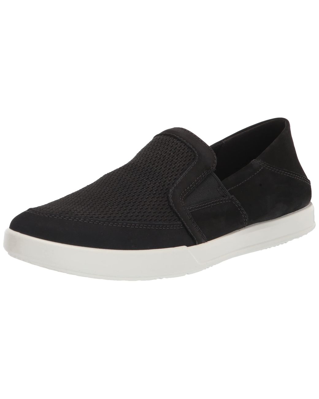 Ecco Leather Cathum Perforated Slip On Sneaker in Black for Men | Lyst
