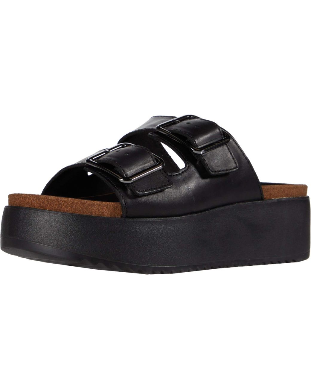 Clarks Leather Botanic Slide Wedge Sandal in Black Leather (Black) - Lyst