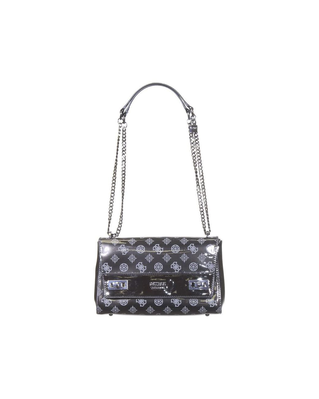 Guess Katey Flap Shoulder Bag Coal Logo One Size in Black Lyst UK