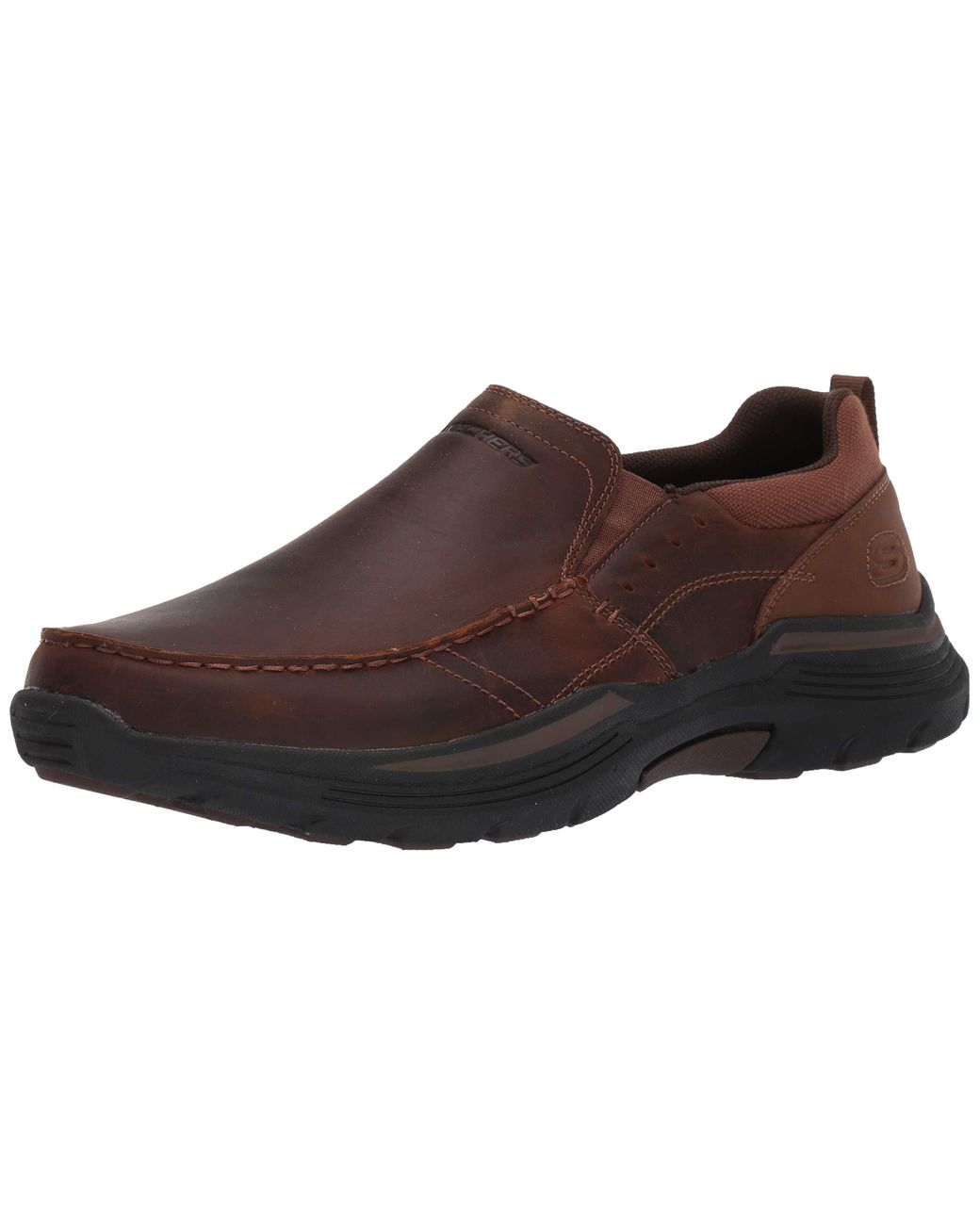 Skechers Expended-seveno Leather Slip On Moccasin in Brown for Men - Lyst