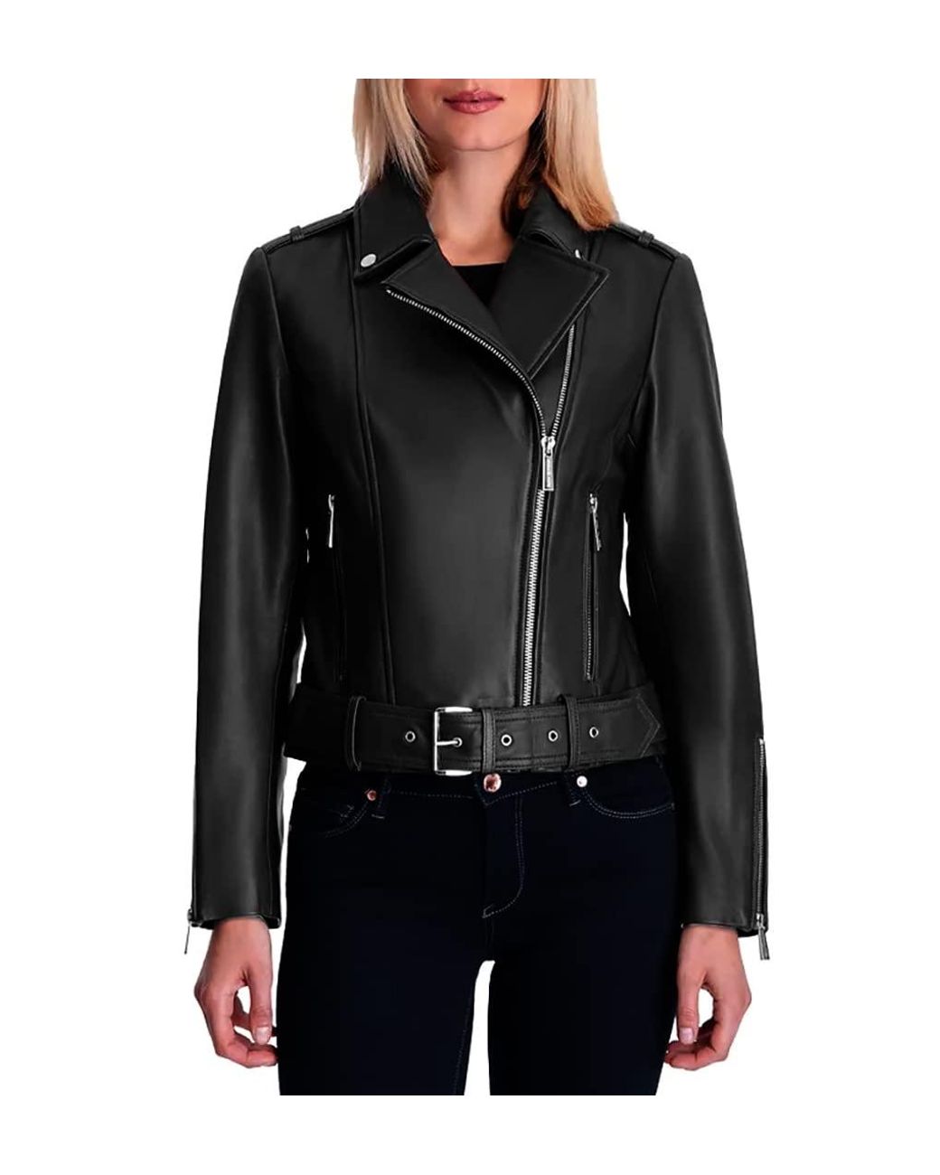 Michael kors leather jacket deals sale