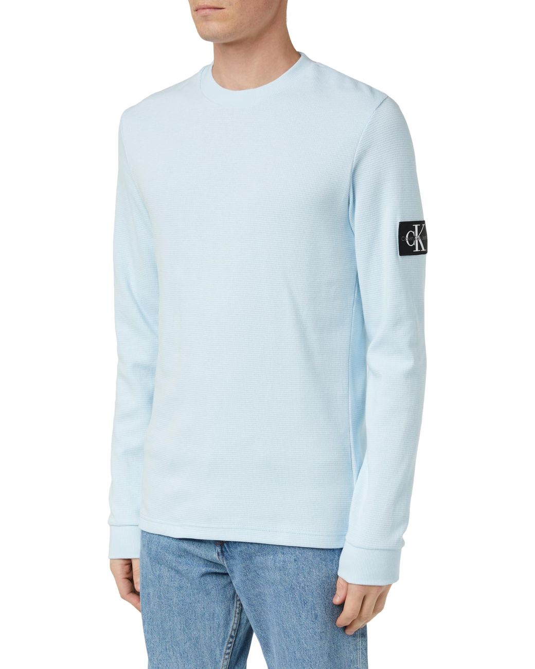 Calvin Klein Badge Waffle Ls Tee L/s Knit Tops Blue for Men | Lyst UK