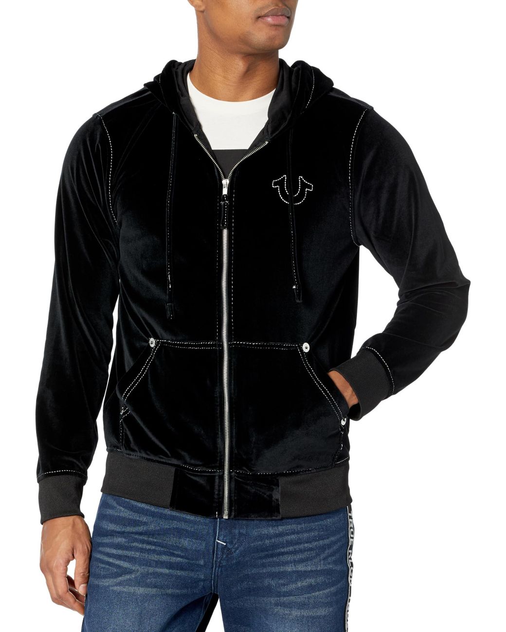 Mens velour zip up hotsell hoodie