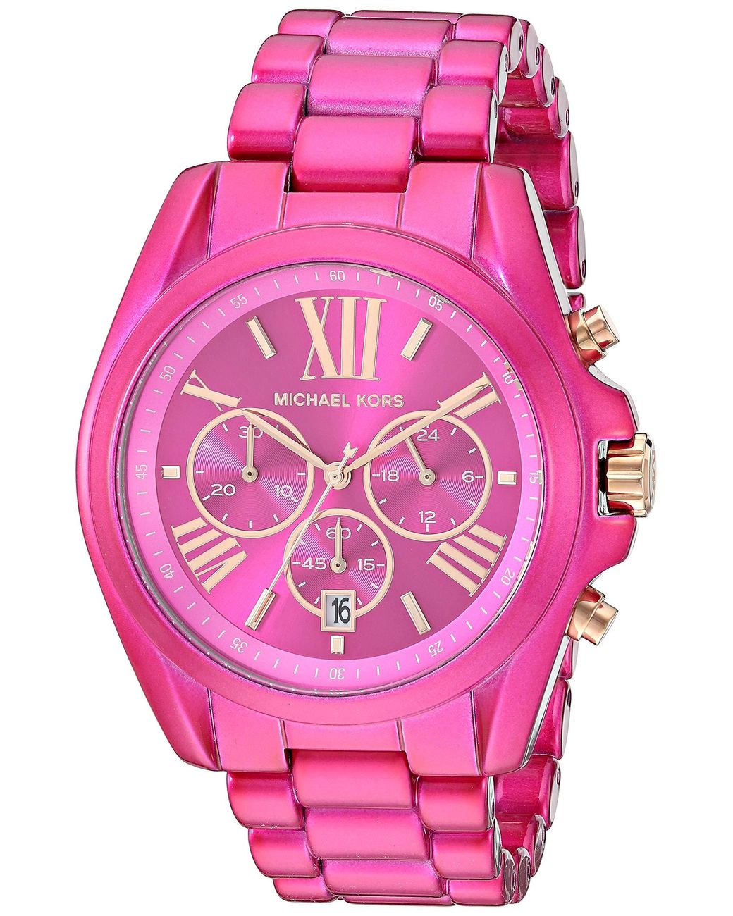 Michael Kors Women's Exclusive Bradshaw Chronograph Pink Coated Stainless  Steel Watch | Lyst