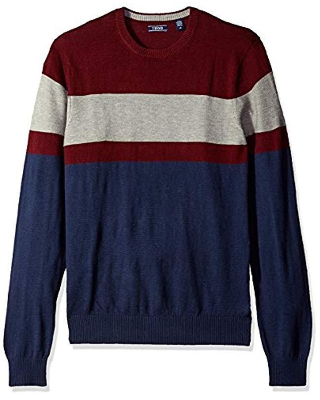 IZOD Mens Big and Tall Stripe 7 Gauge Crewneck Sweater