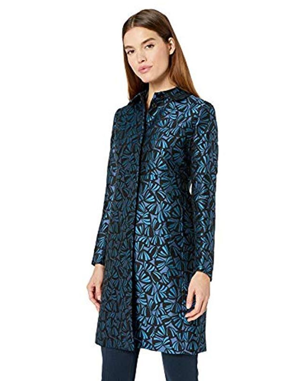 Anne Klein Button Front Topper Coat in Blue Lyst