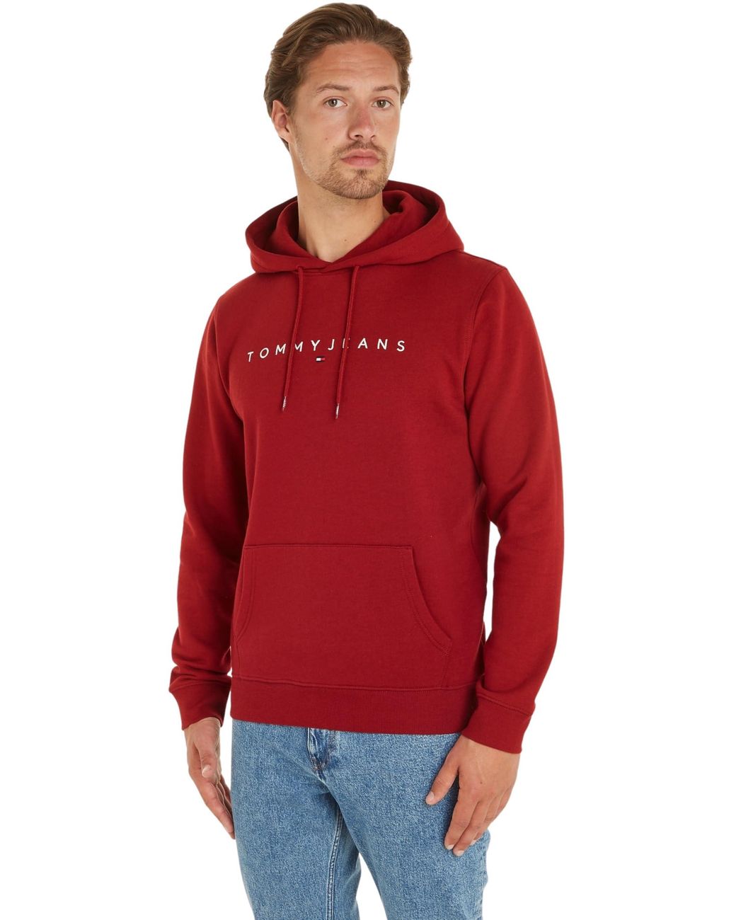 Tommy Hilfiger Tommy Jeans Tjm Reg Linear Logo Hoodie Ext Hoodies in Red  for Men | Lyst UK
