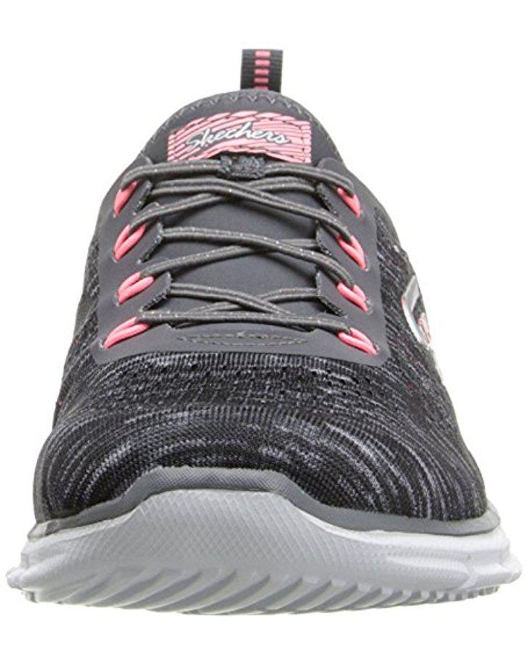 Skechers Sport Glider Stretch Fit Fearless Deep Space Sneaker in  Charcoal/Coral (Gray) | Lyst