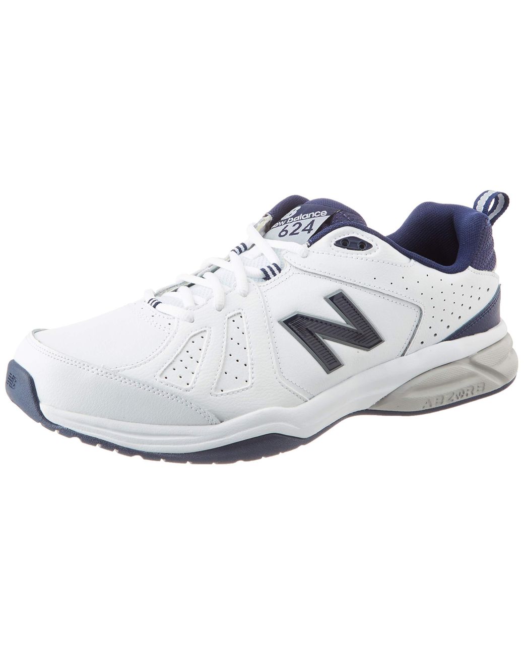 New Balance Leather 624v5 M Fitness Shoes in White White Navy White ...
