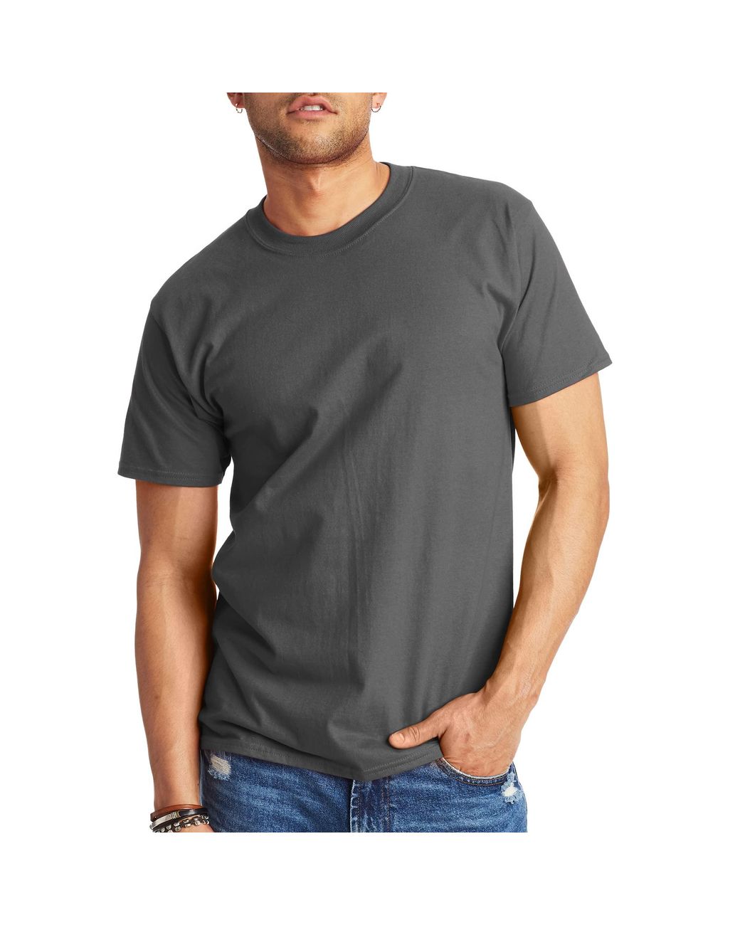 Hanes Beefy Heavyweight Short Sleeve T-shirt in Gray for Men | Lyst