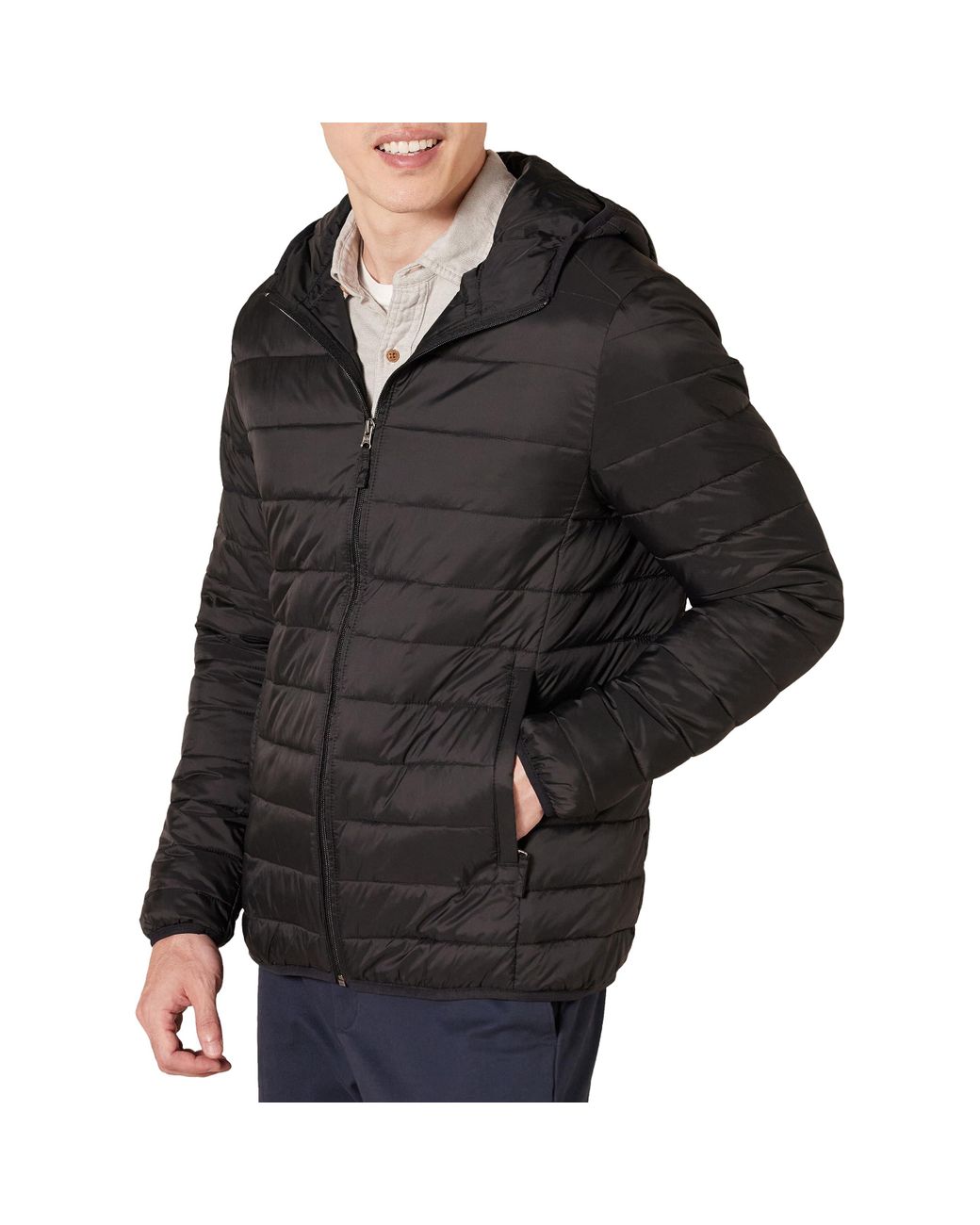 Amazon Essentials Lightweight Water-resistant Packable Hooded Puffer Jacket  in Gray for Men | Lyst
