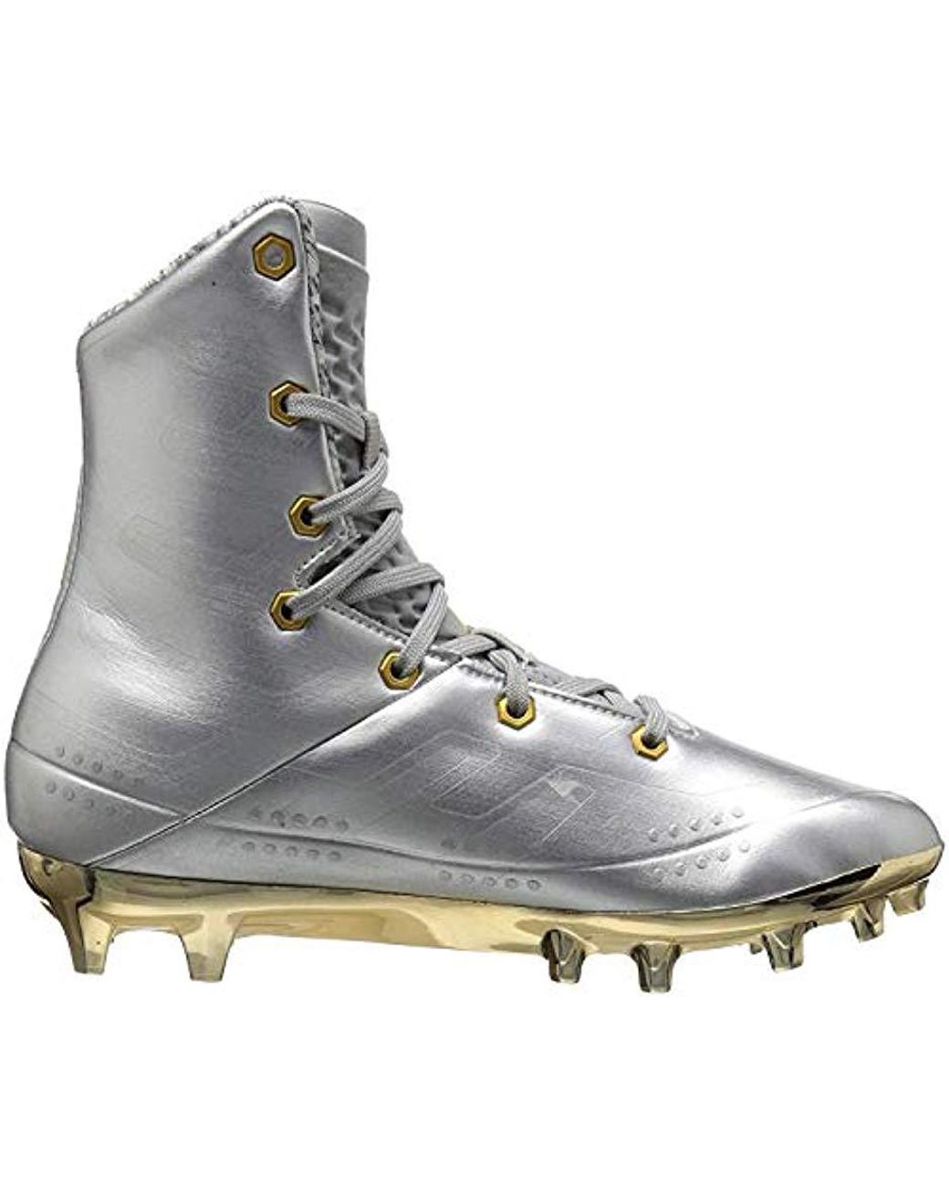 Under Armour Highlight MC LE High Top Football Cleats Silver Mens 3000338-100