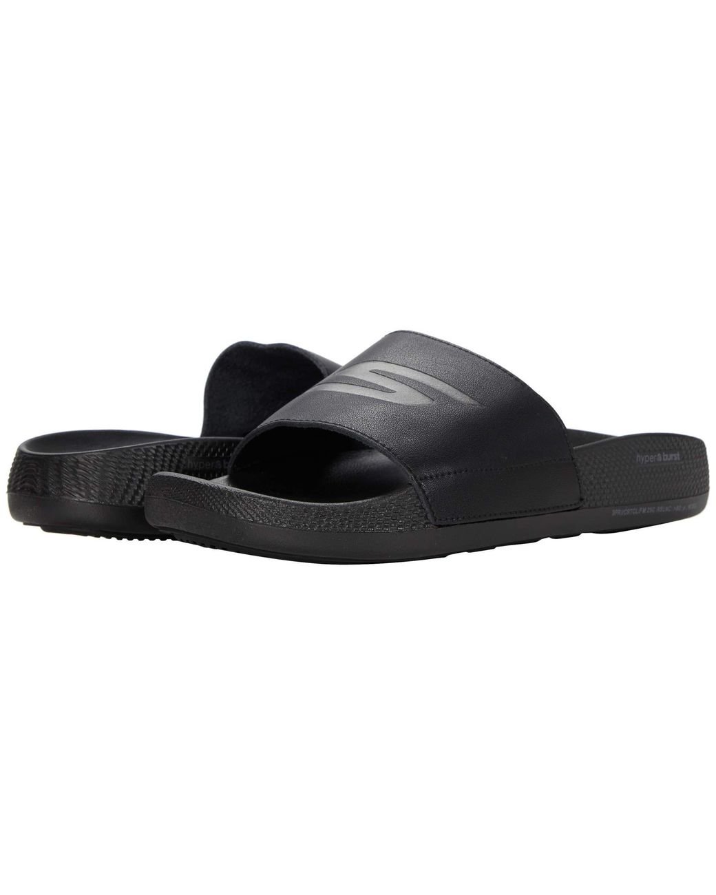 Skechers Synthetic Hyper Post Exercise Performance Recovery Slide Sandal in Black/White 1 (Black