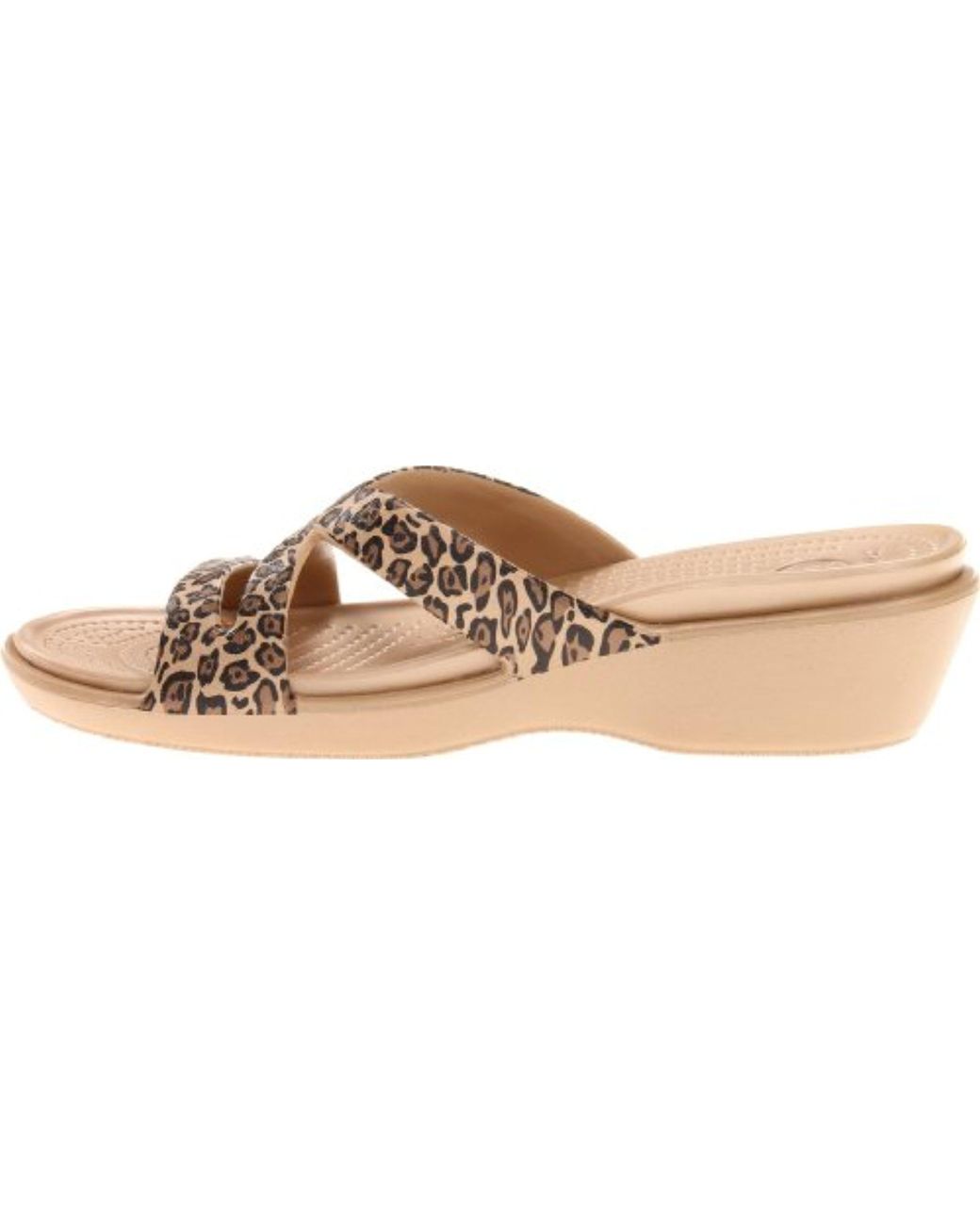 leopard print croc sandals