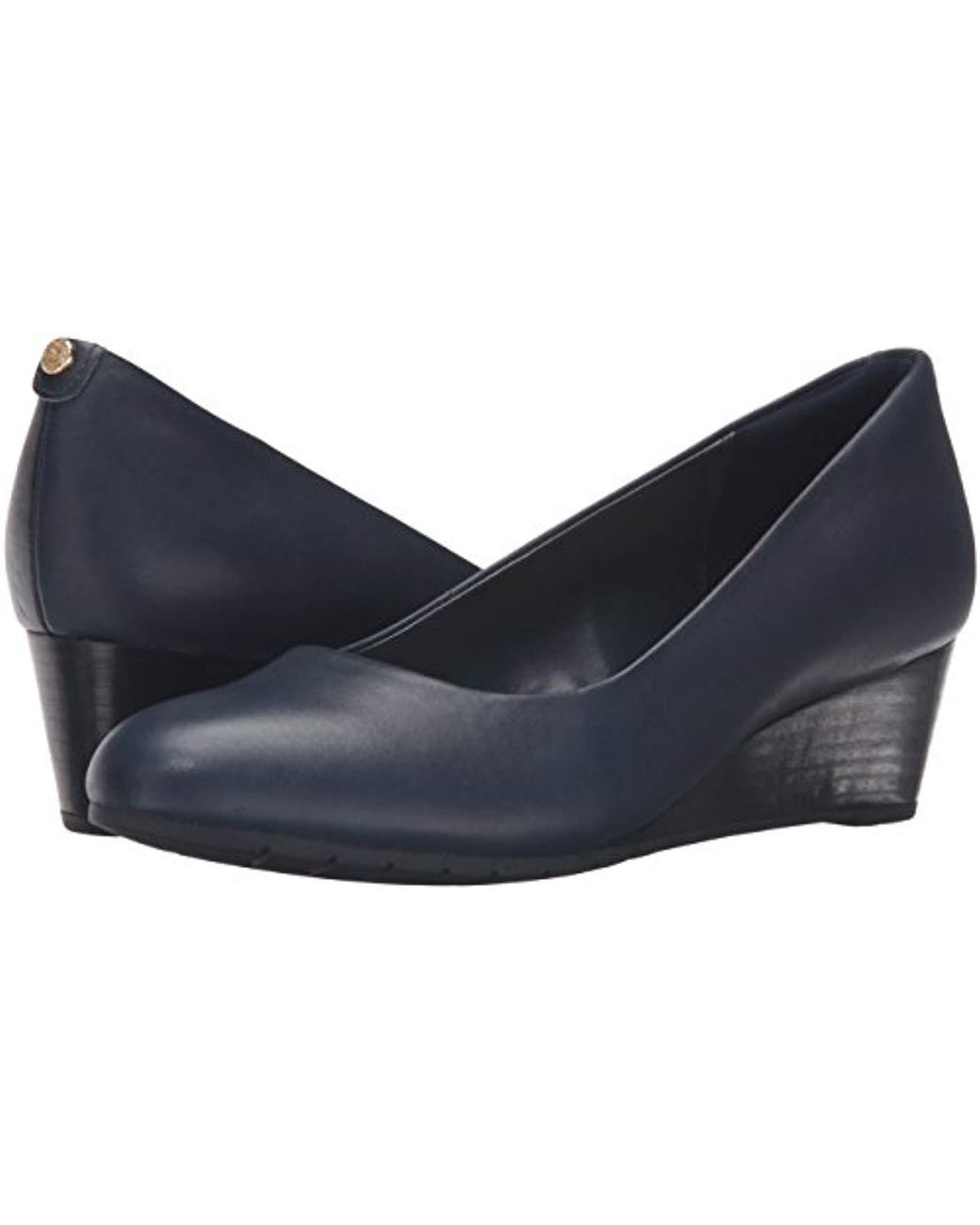 Clarks Leather Vendra Bloom Wedge Pump in Navy Leather (Blue) | Lyst UK