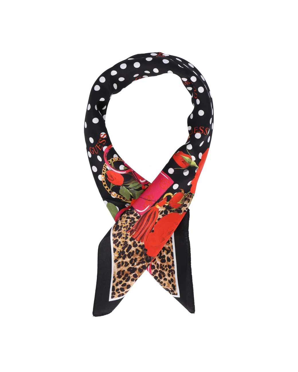 Foulard strozzacollo donna 100% seta leopardato e rosso dim. 50 x 50 cm di  Guess in Rosso | Lyst