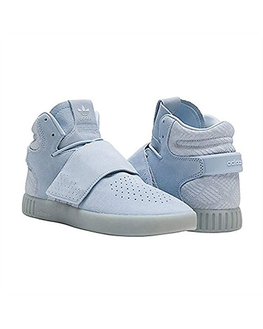 adidas Originals Suede Tubular Invader Strap Shoes in Light Blue (Blue) |  Lyst