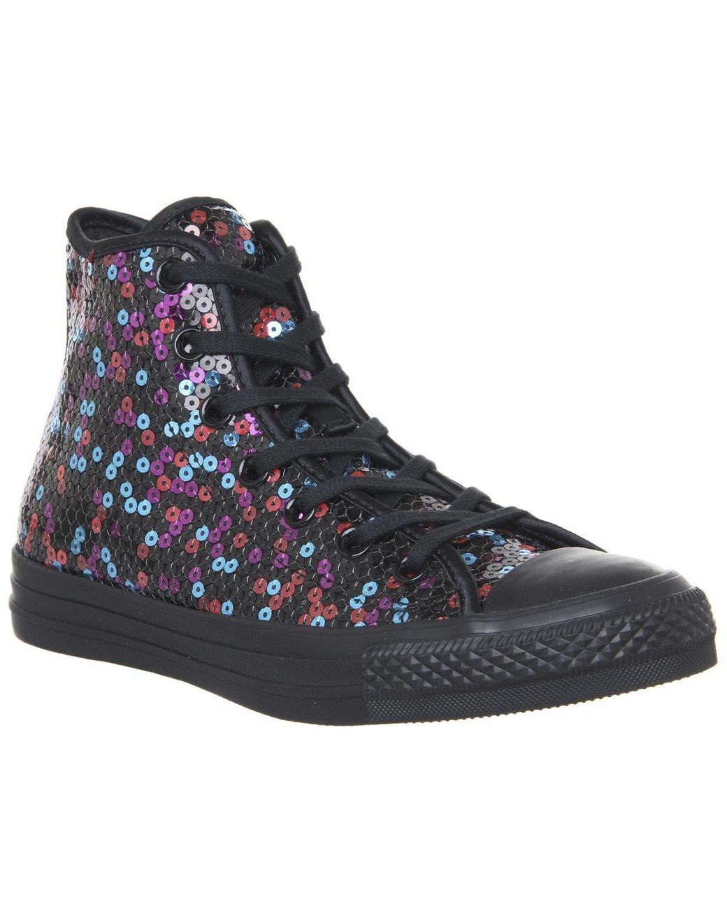 Converse All Star Hi Black Blue Cherry Red Sequin 3 Uk