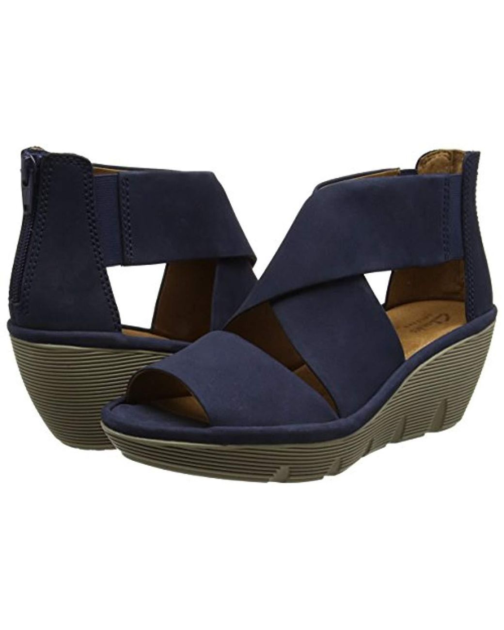 Clarks Clarene Glamor Wedge Heels Sandals in Blue | Lyst UK