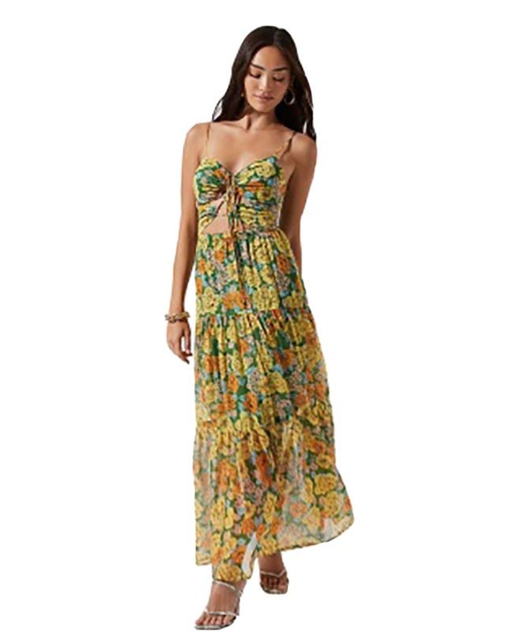 Astr Brandy Floral Cinched Front Cutout Maxi Dress | Lyst