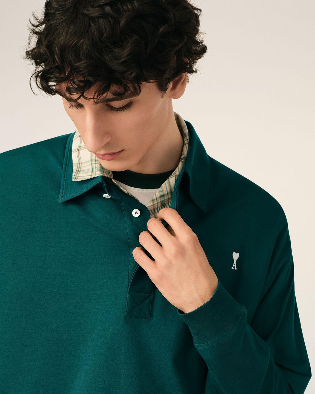 AMI Green Cotton Ami De Coeur Polo for men