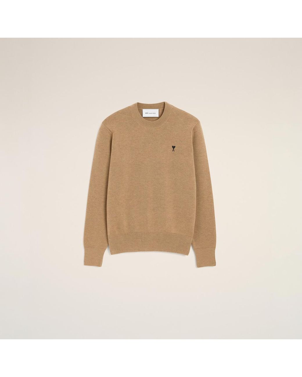 AMI Natural Crewneck Sweater With Heart Motif for men