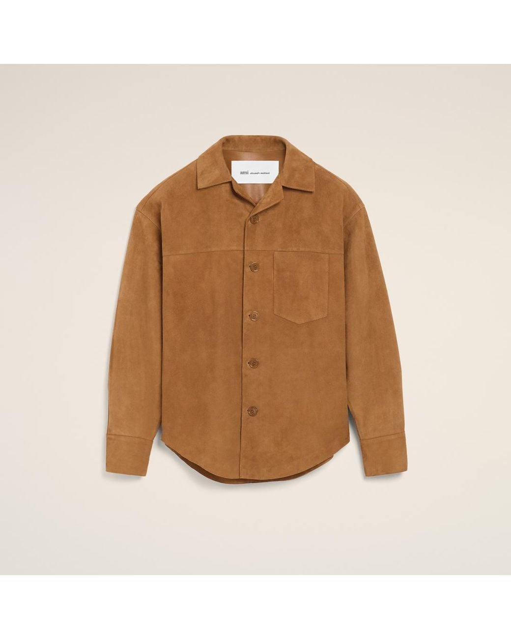 AMI Natural Goat Leather Buttoned Overshirt
