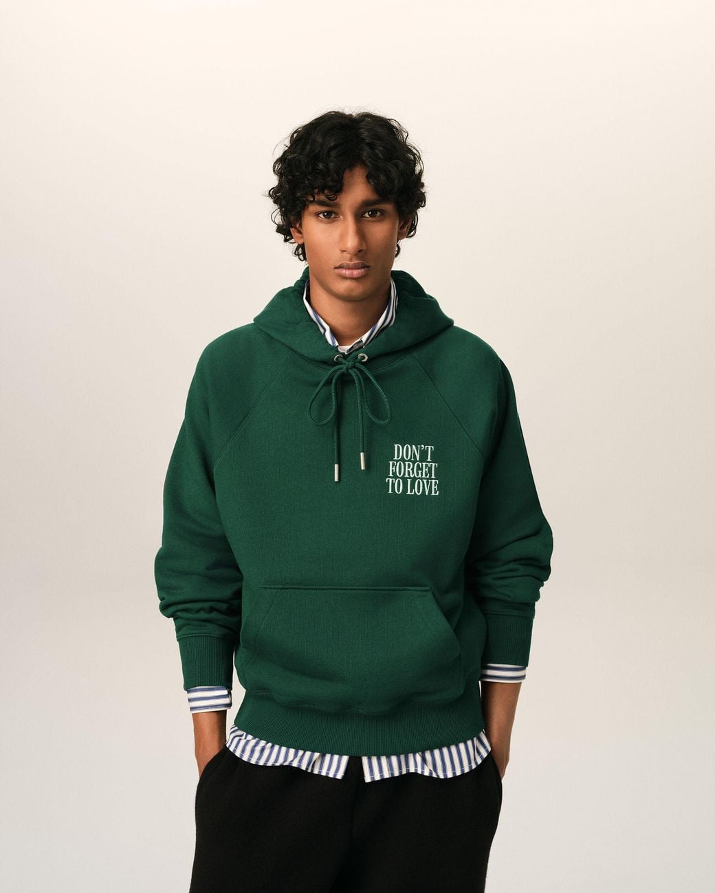 AMI Green Cotton "Don'T Forget To Love" Hoodie