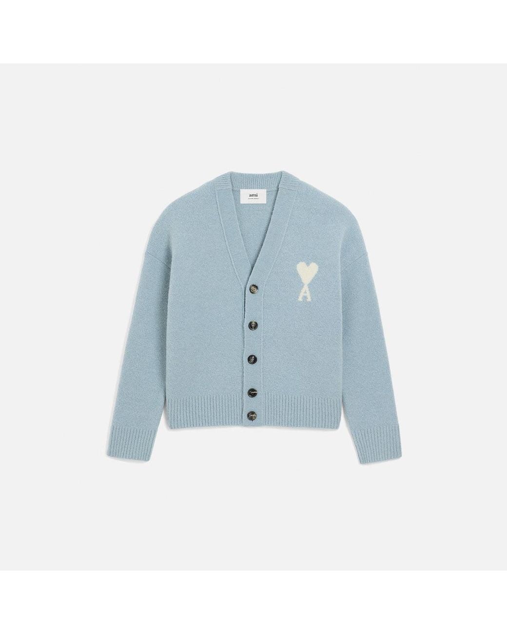 Ami Paris Alpaca Ami De Coeur Cardigan in Blue | Lyst