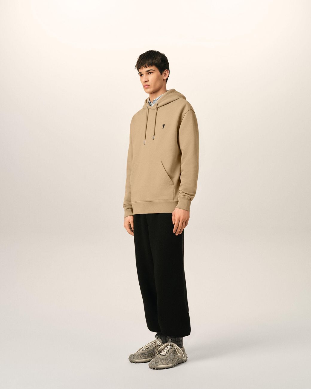 AMI Natural Cotton Hoodie With Ami De Coeur for men