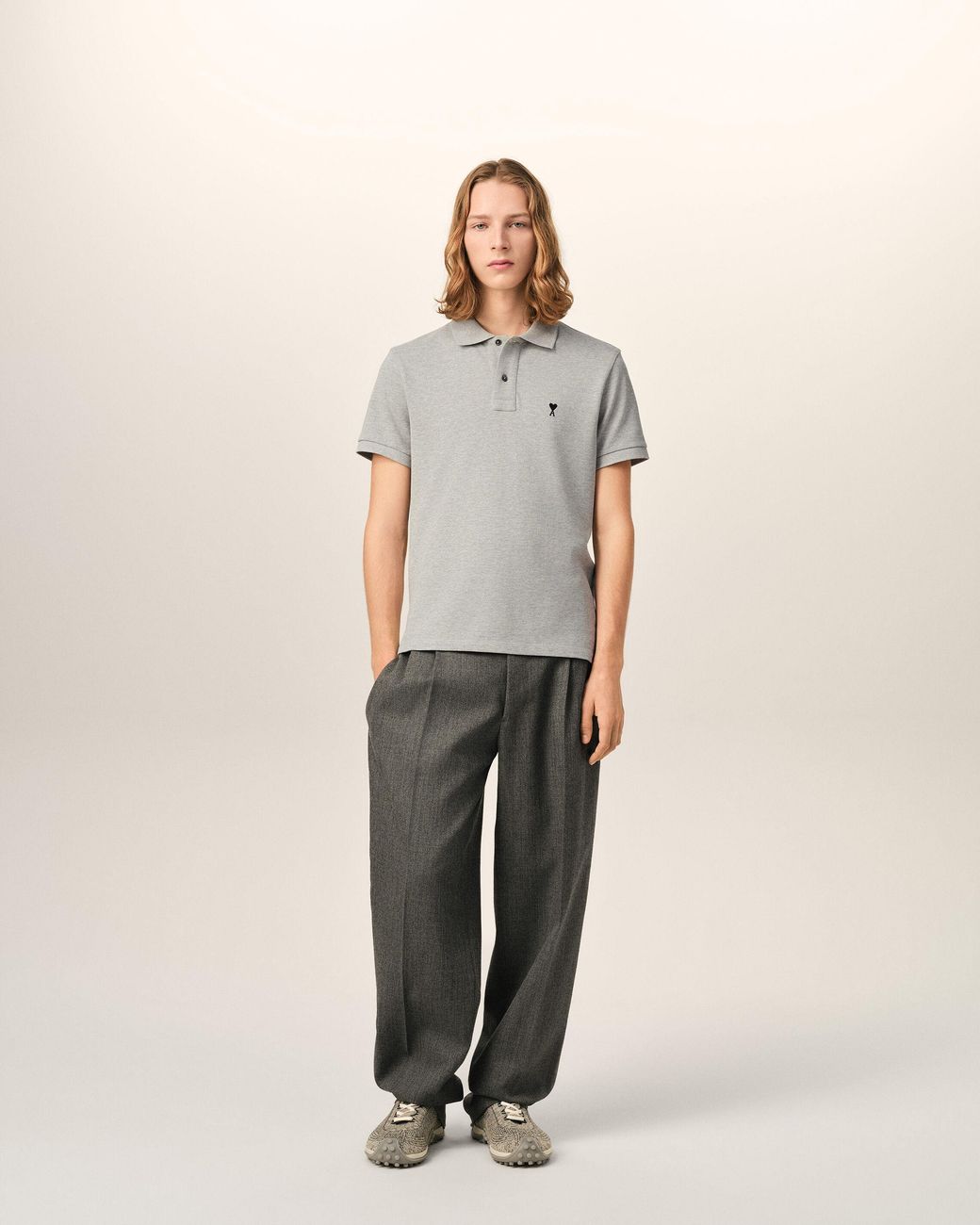 AMI Natural Cotton Polo With Ami De Coeur for men
