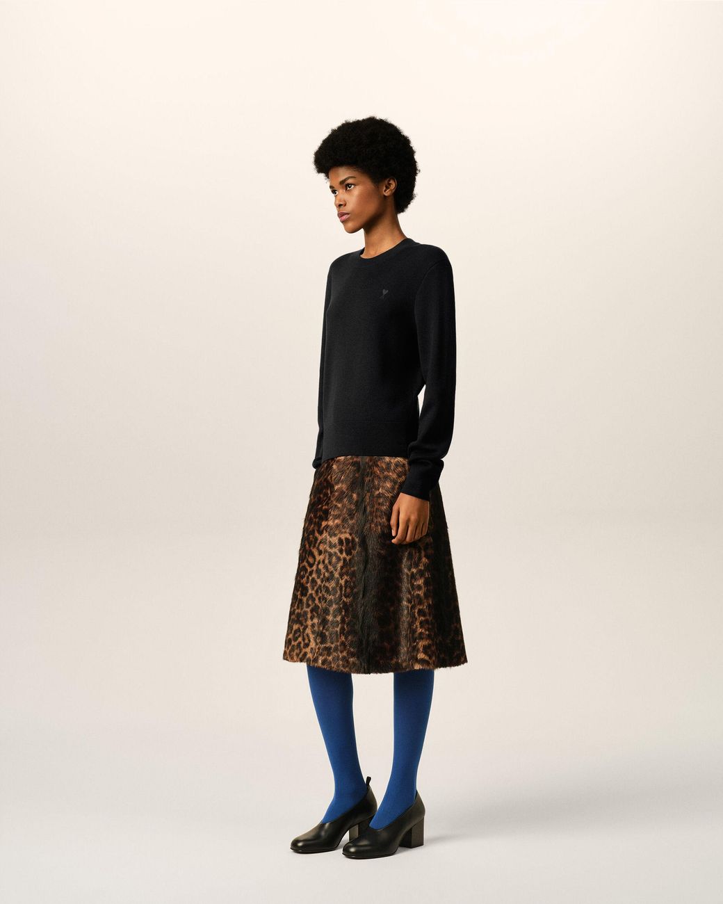 AMI Black Wool Ami De Coeur Crewneck Sweater