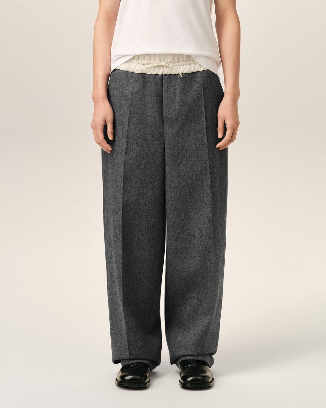 AMI Multicolor Elasticated-Waist Wool And Satin Trousers for men