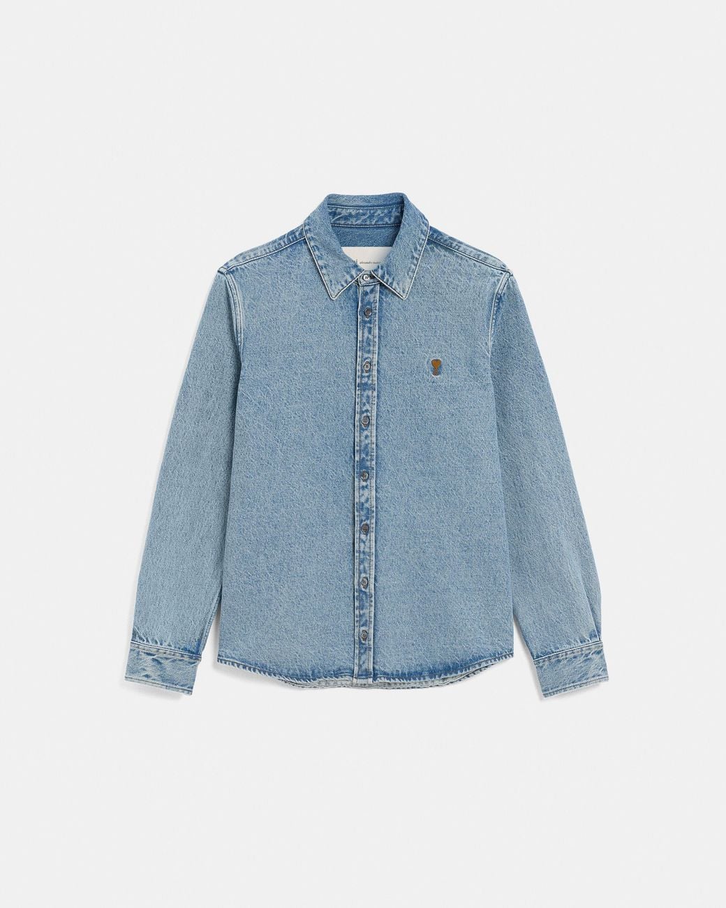 AMI Blue Denim Shirt With Ami De Coeur