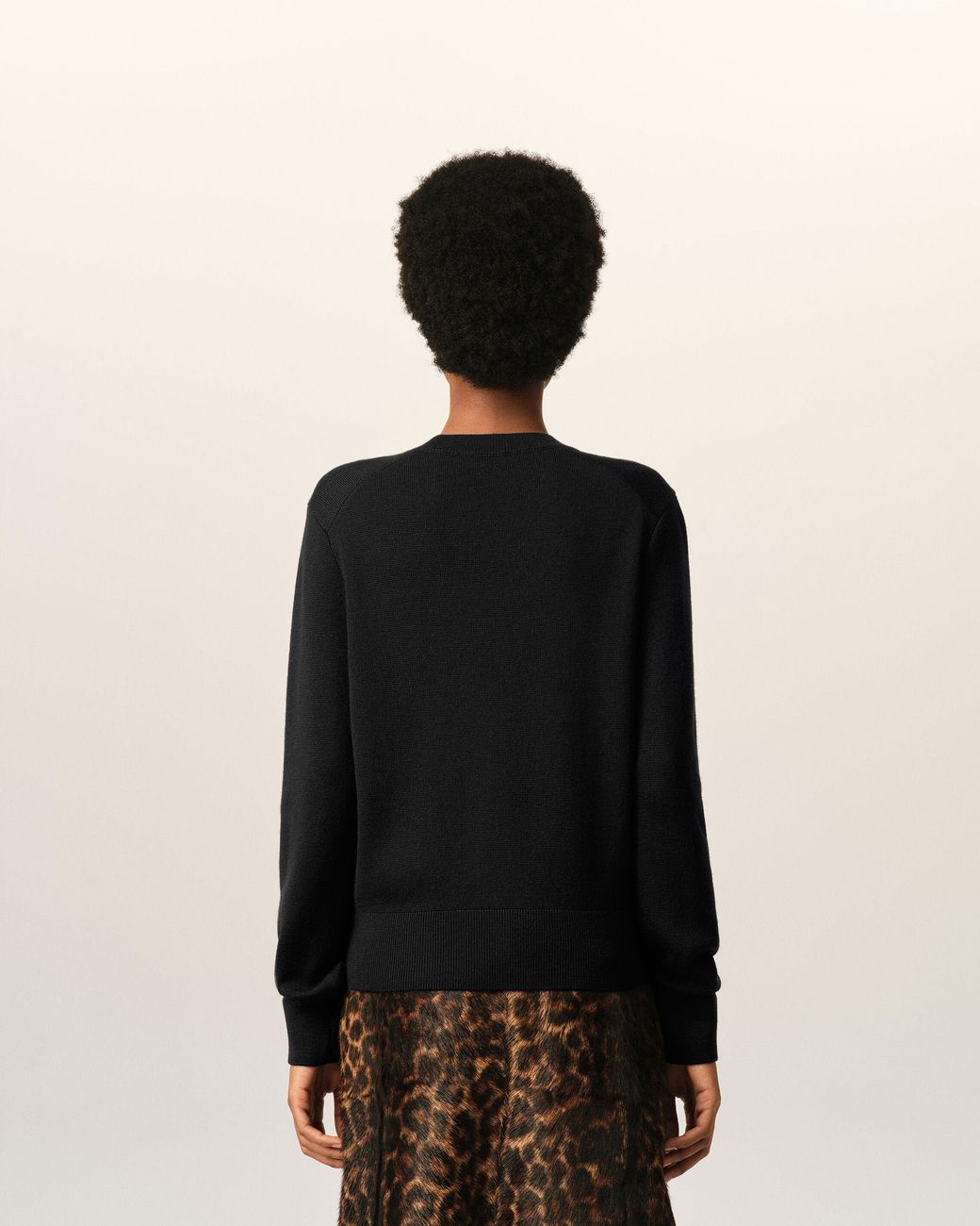 AMI Black Wool Ami De Coeur Crewneck Sweater