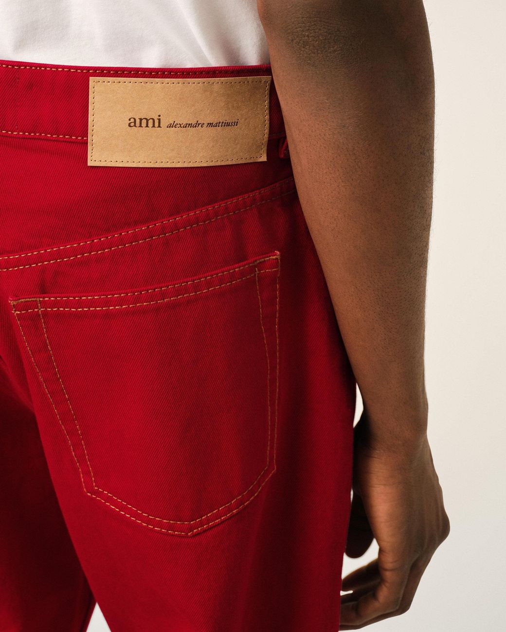 AMI Red Large-Fit Cotton Jeans for men