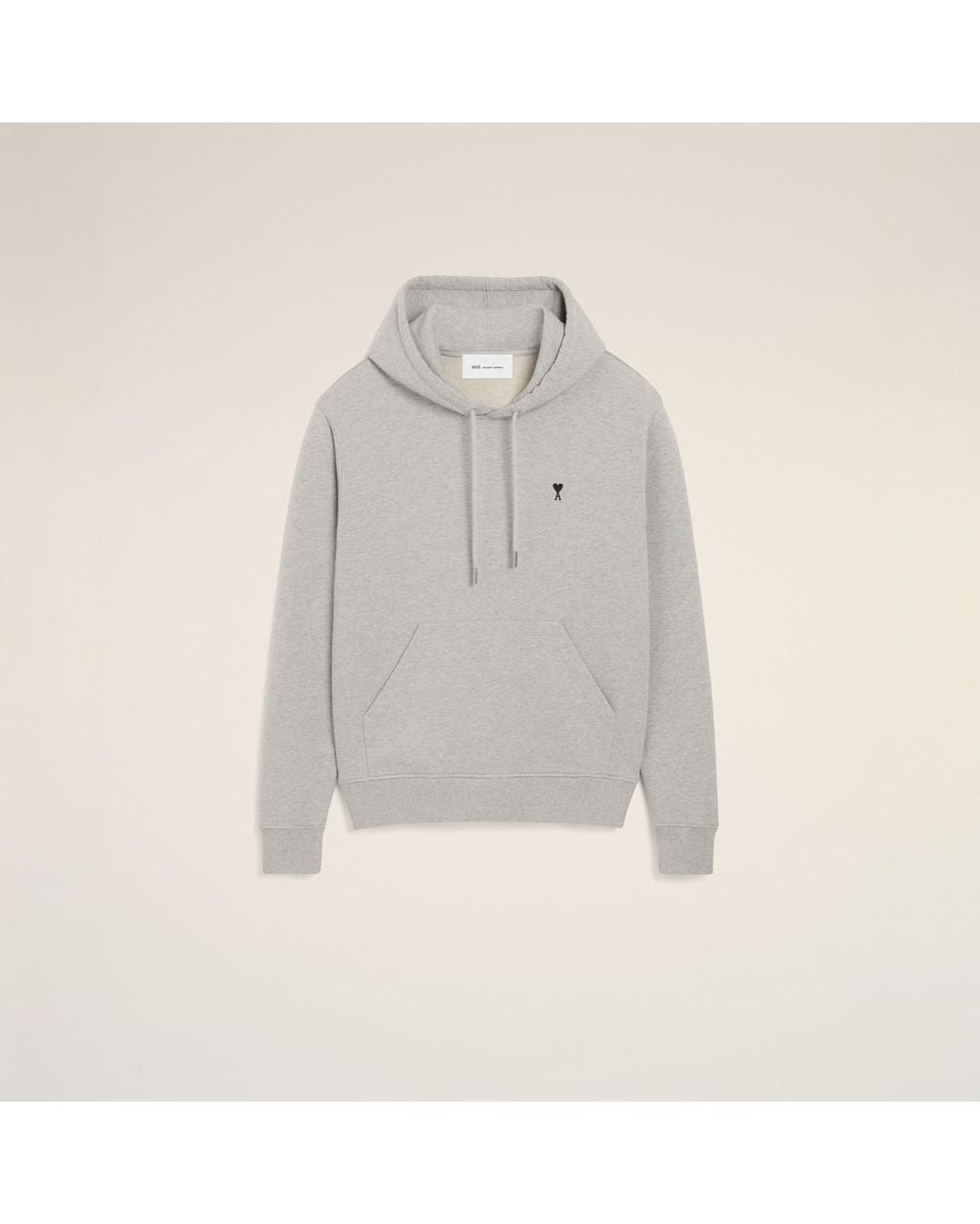 AMI Gray Cotton Hoodie With Ami De Coeur for men