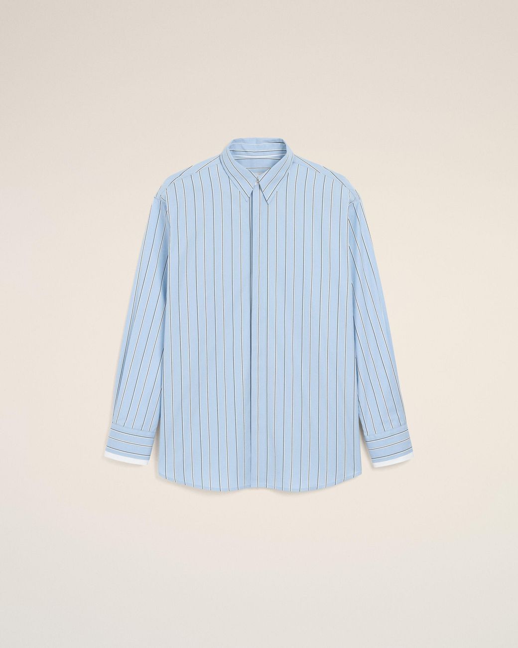 AMI Blue Large Striped Cotton Shirt With Removable Collar