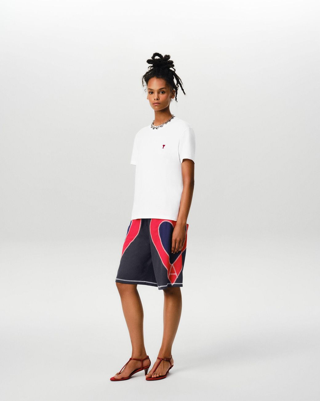 AMI Natural Cotton T-Shirt With Ami De Coeur