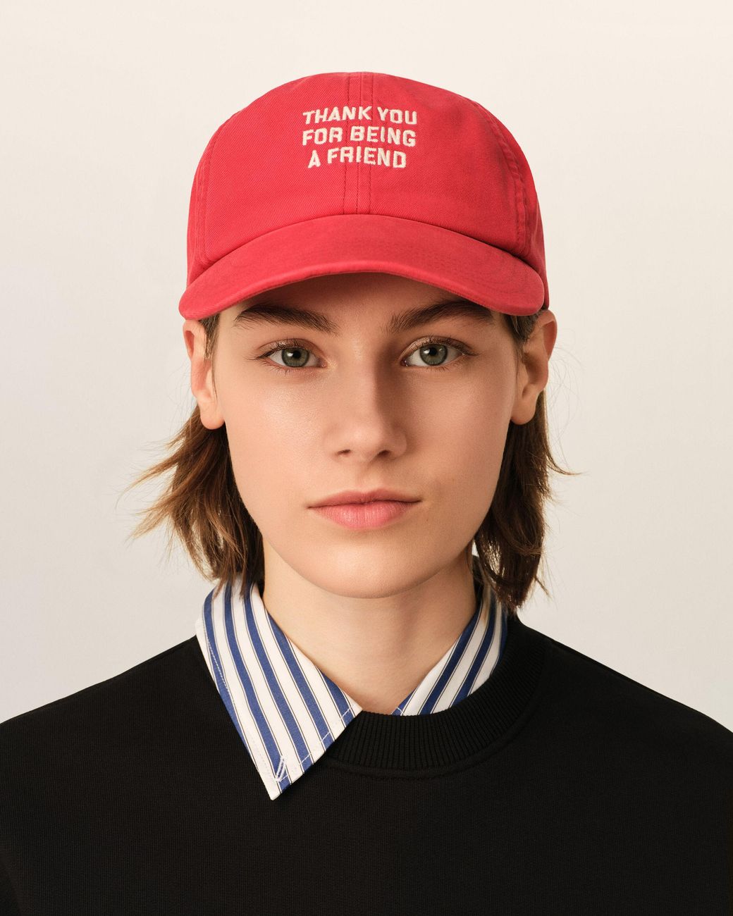 AMI Red Cotton "Thank You For Being A Friend" Cap
