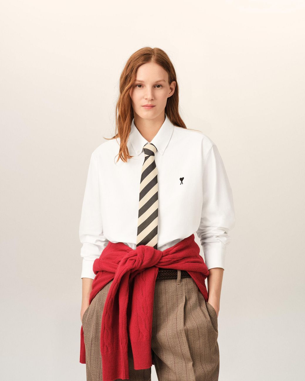 AMI Natural Cotton Shirt With Ami De Coeur