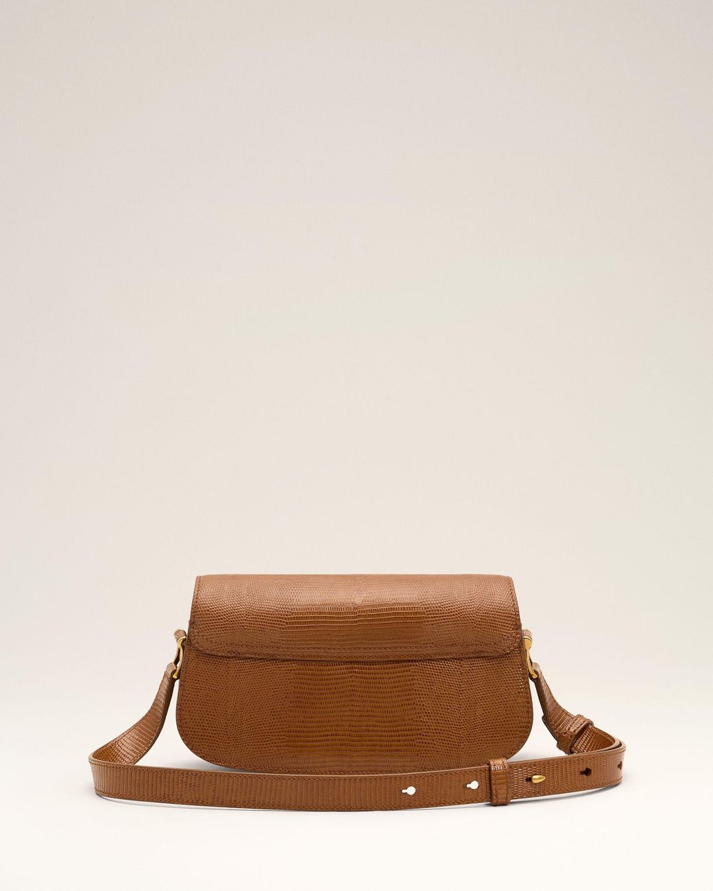 AMI Natural Lizard Embossed Cowhide Leather Paris Paris Shoulder Bag