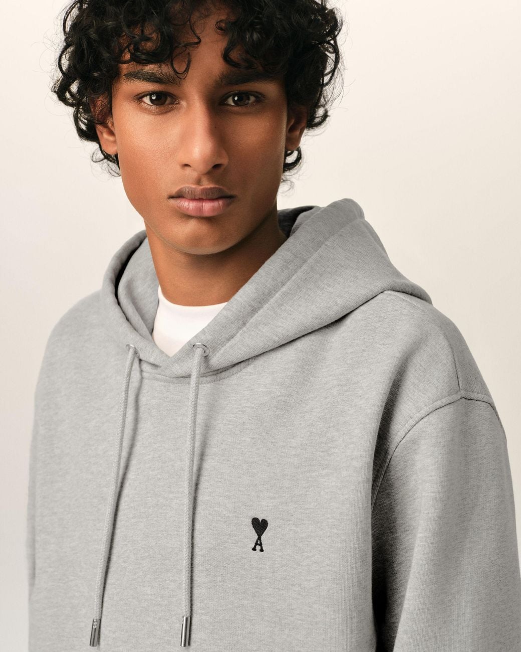 AMI Gray Cotton Hoodie With Ami De Coeur for men