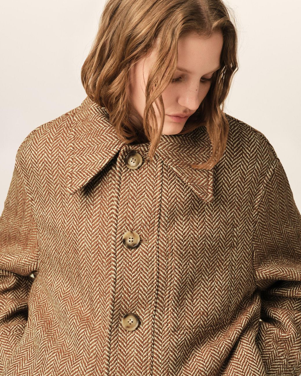 AMI Natural Wool Button-Down Jacket