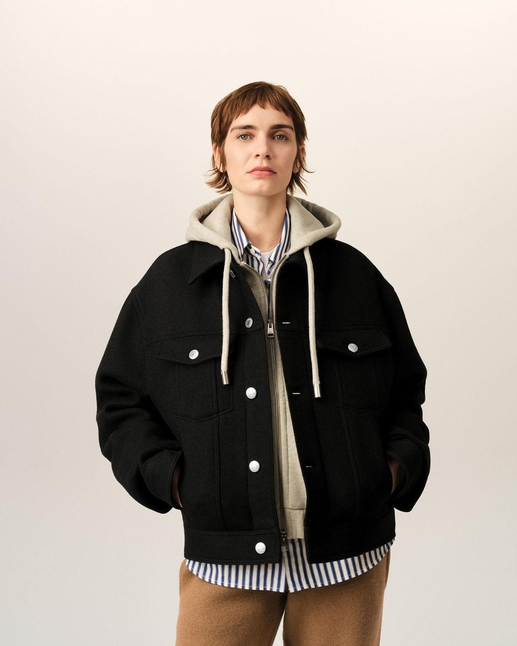 AMI Black Wool Trucker Jacket